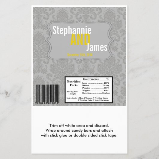 Hershey's Large Bar Wrapper Modern Grey Damask Lac Flyer (Voorkant)