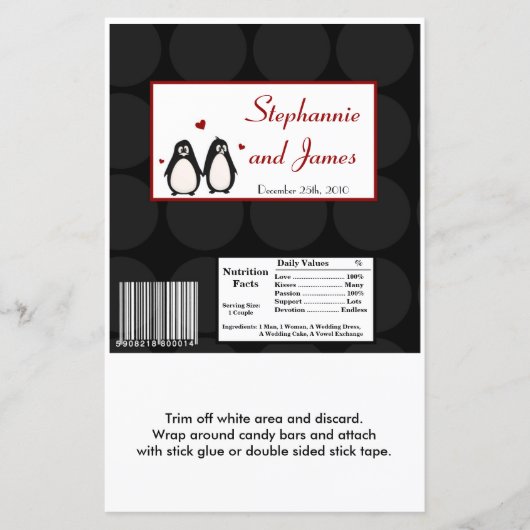 Hershey's Large Bar Wrapper Penguin Love Couple (Voorkant)