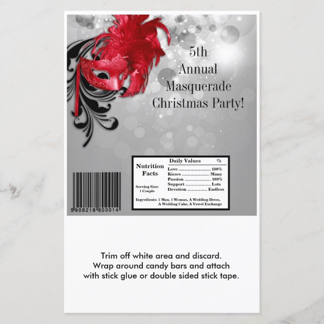 Hershey's Large Bar Wrapper Red Masquerade Mask (Voorkant)