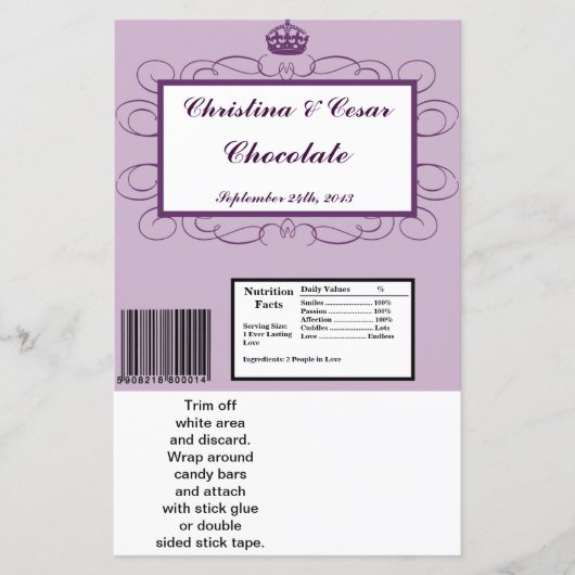 Hershey's Large Bar Wrapper Royal Paarse Crown/Swi (Voorkant)