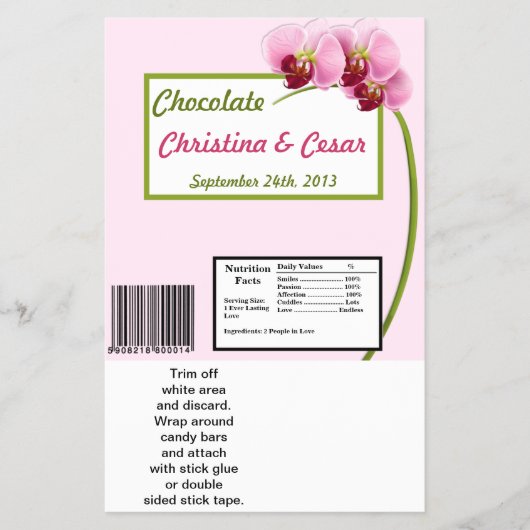 Hershey's Large Bar Wrapper Roze Orchidee Long Ste Flyer (Voorkant)