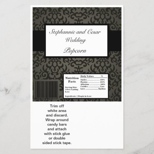 Hershey's Large Bar Wrapper Zwart en Grijs Damask Flyer (Voorkant)