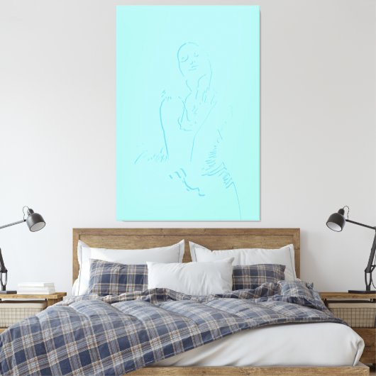 Hershing Waterverf Line Art Dansend Vrouw Canvas Afdruk (Insitu (Slaapkamer))