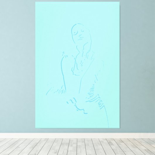 Hershing Waterverf Line Art Dansend Vrouw Canvas Afdruk (Insitu (Houten vloer))
