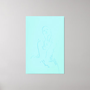 Hershing Waterverf Line Art Dansend Vrouw Canvas Afdruk