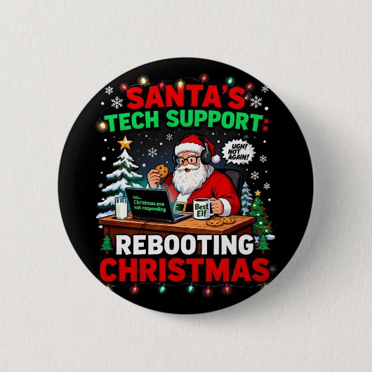 Herstarten Grappige Kerstman's Technische Onderste Ronde Button 5,7 Cm (Voorkant)
