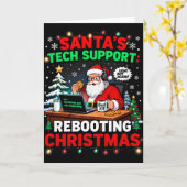 Herstartende Grappige Kerstman Tech Steun Kerstmis Kaart (Gele Bloem)
