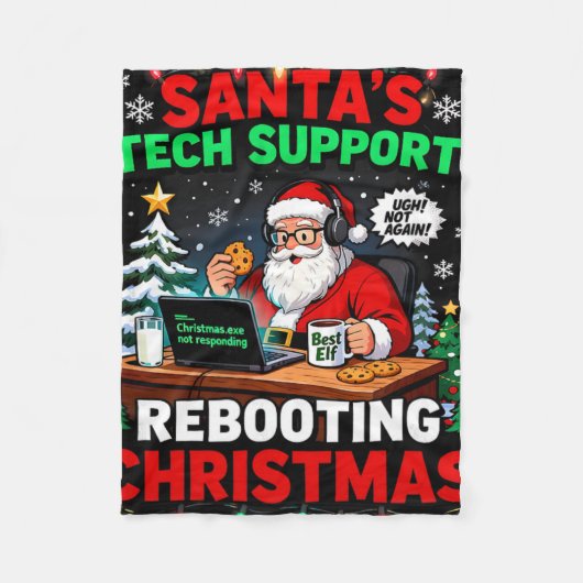 Herstartende Grappige Kerstman's Technische Onders Fleece Deken (Voorkant)