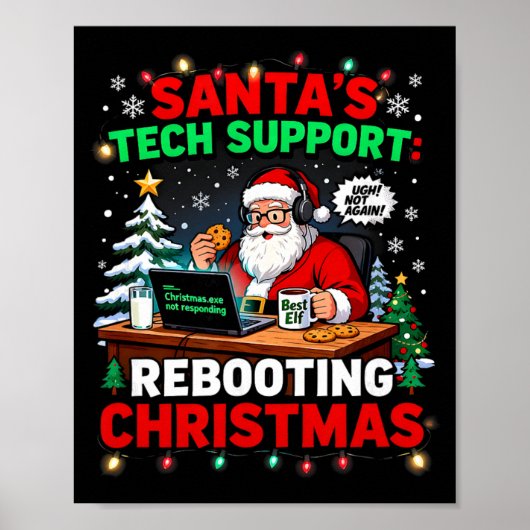 Herstartende Grappige Kerstman's Technische Onders Poster (Voorkant)
