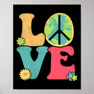 Herstel Earth Day Vredesteken Liefde Hippie Red de Poster