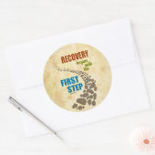 Herstel, eerste stap (12 stap, drugsvrij) ronde sticker (Envelop)