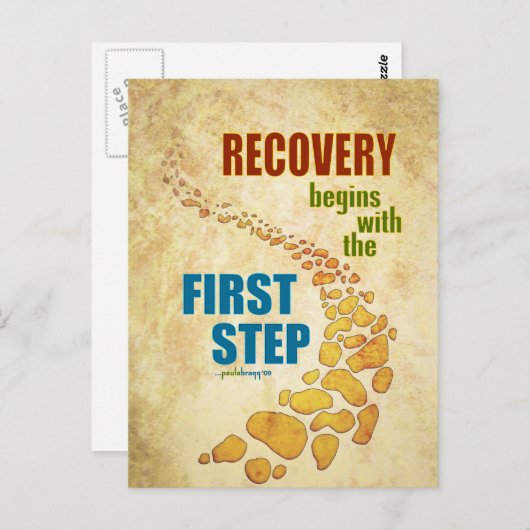 Herstel, eerste stap (12 stap, herstel) briefkaart (Voorkant / Achterkant)