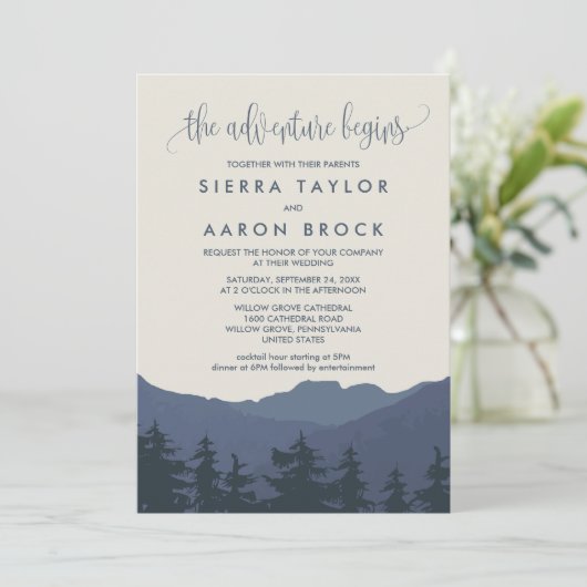 Herstel naar het Bergenavontuur begint bruiloft Kaart (Staand voorkant)