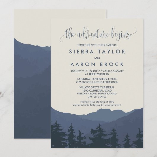 Herstel naar het Bergenavontuur begint bruiloft Kaart (Voorkant / Achterkant)