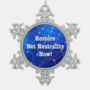 Herstel nu de Netto Neutraliteit! Tin Sneeuwvlok Ornament