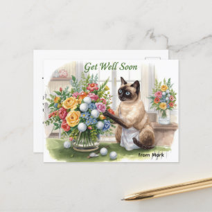 Herstel snel met golfbal en bloemen briefkaart