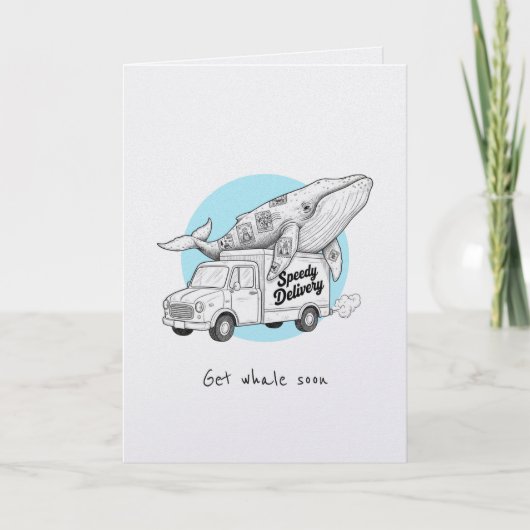 Herstel snel met walvis pun grappige kaart (Voorkant)