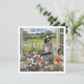 Herstel snel van golfsport met golfbal en bloemen  kaart (Staand voorkant)