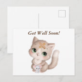Herstel snel waterverf kitten en muis briefkaart (Voorkant / Achterkant)