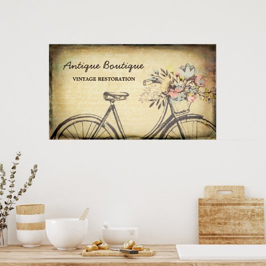  herstel van Antiek winkels (Floral Bicycle) Poster (Keuken)