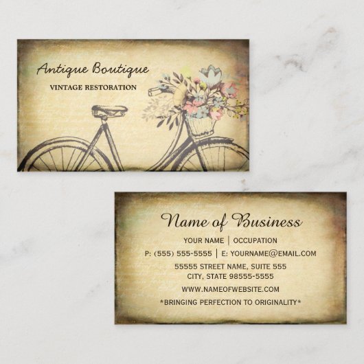  herstel van Antiek winkels (Floral Bicycle) Visitekaartje (Voorkant / Achterkant)