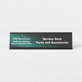 Herstel van de motorfiets, blauwgroen, met reliëfd bureau naambordje