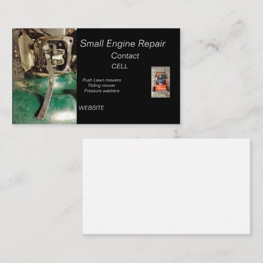 Herstel van grasmaaiers met kleine motoren visitekaartje (Voorkant / Achterkant)