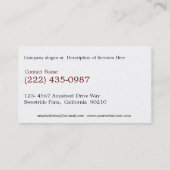 Herstel van klassieke auto's visitekaartje (Achterkant)