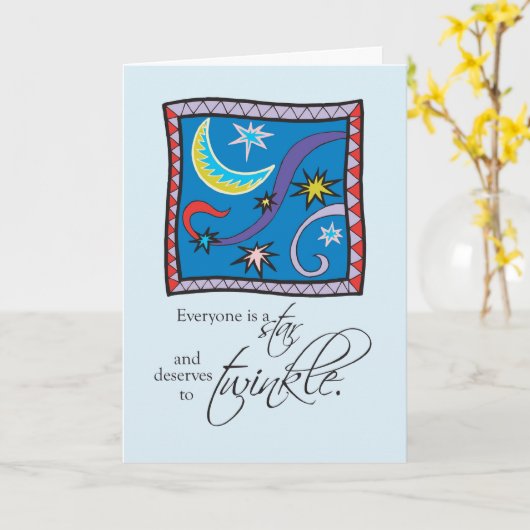 Herstel Verjaardag Star Twinkle Kaart (Gele Bloem)