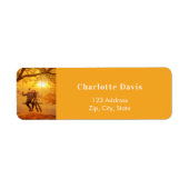 Hersteladres trouwfoto herfst oranje etiket (Voorkant)