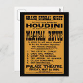 Herstelbaar 1914 Harry Houdini geel billboard Briefkaart (Voorkant / Achterkant)