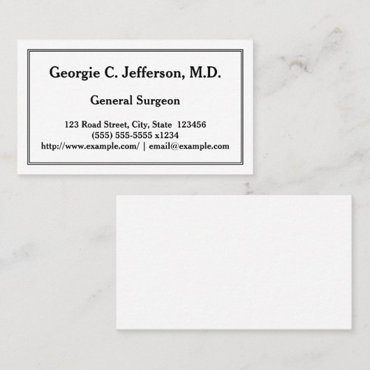 Herstelbaar algemeen chirurg Visitekaartje (Voorkant / Achterkant)