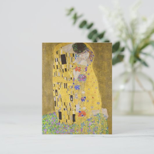 Herstelbare Gustav Klimt de Kiss Art Nouveau Briefkaart (Staand voorkant)