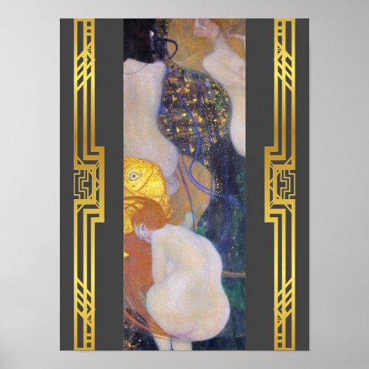 Herstelbare Klimt Goldfish Art Nouveau Painting Poster (Voorkant)