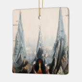 herstelbare Mountain Infographic Kerstmis Keramisch Ornament (Links)