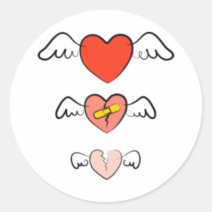 Hersteld hart ronde sticker