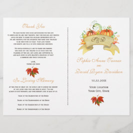Hersteld herfst thanksgiving pompoenen trouwprogra flyer