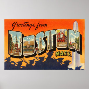Herstelde Briefkaart van de Reis van Boston het Poster
