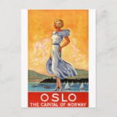 Herstelde Poster van de Reis van Oslo Noorwegen Briefkaart (Voorkant)