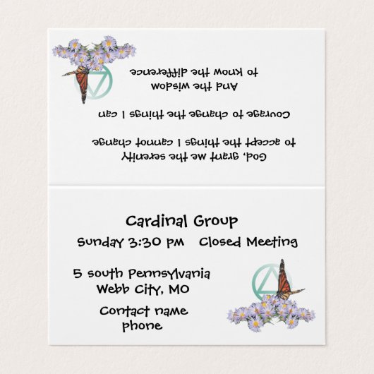 herstelgroepnummerkaart visitekaartje (Buitenkant ongevouwen)