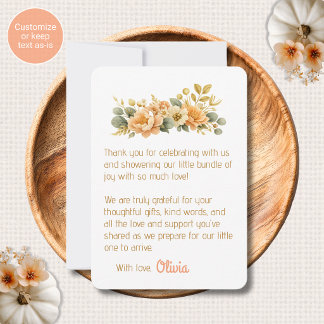 Herstelkaarten voor herfstbloem Baby Shower Notitiekaartje