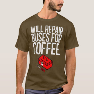Herstelt bussen voor koffie met elektronische cade t-shirt