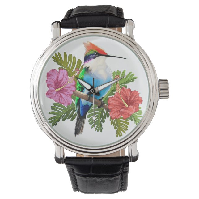 Herstelvogel en Hibiscussen Horloge (Voorkant)