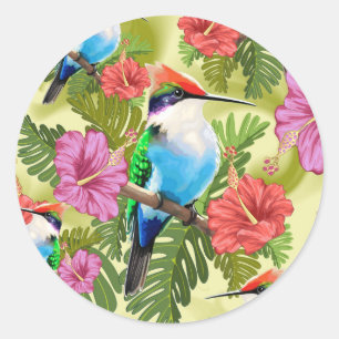 Herstelvogel en Hibiscussen Ronde Sticker
