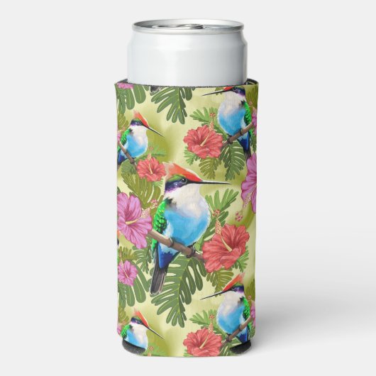 Herstelvogel en Hibiscussen Seltzer Blikjeskoeler (Seltzer Achterkant)