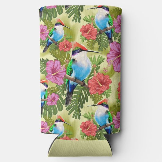 Herstelvogel en Hibiscussen Seltzer Blikjeskoeler (Achterkant)