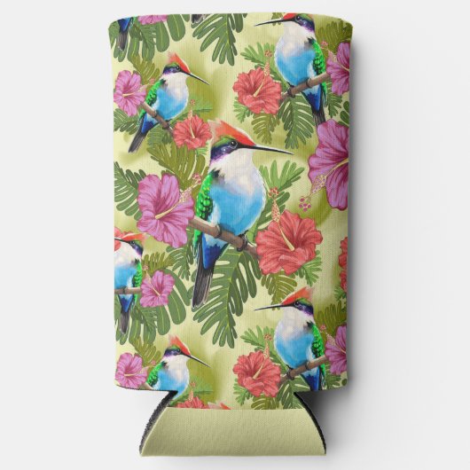 Herstelvogel en Hibiscussen Seltzer Blikjeskoeler (Voorkant)