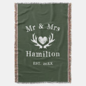  hert antler de heer en mevrouw hunter green deken (Voorkant Verticaal)