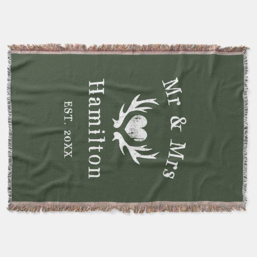  hert antler de heer en mevrouw hunter green deken (Voorkant)