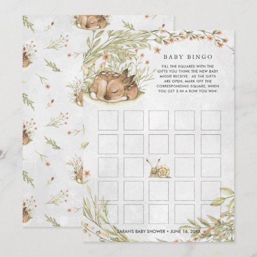 hert | Baby shower Bingo Kaart (Voorkant / Achterkant)